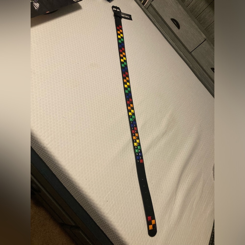 Rainbow row pyramid stud belt